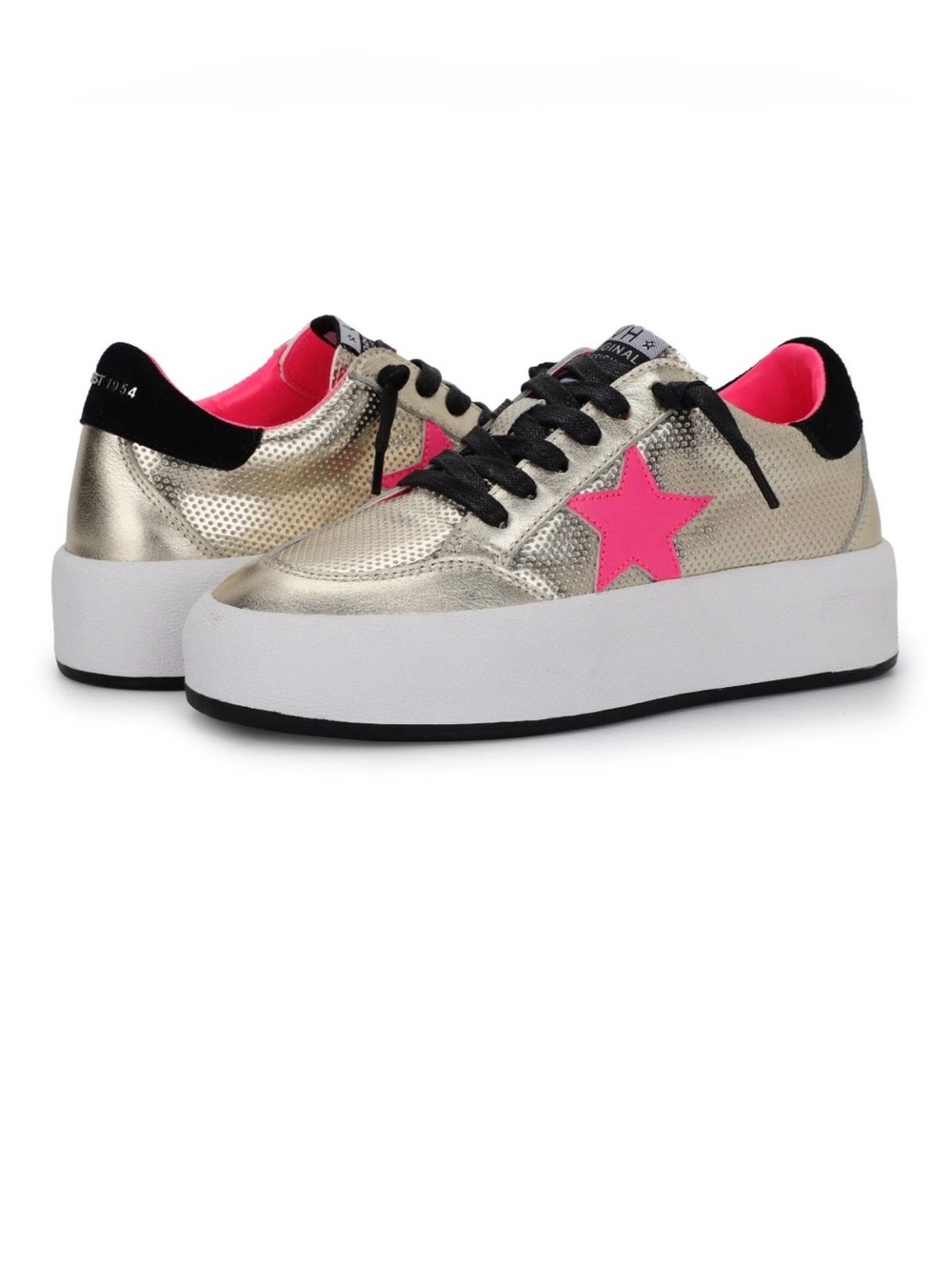 VINTAGE HAVANA Womens Balance Metallic Gold Slip On Platform Athletic Sneakers 9